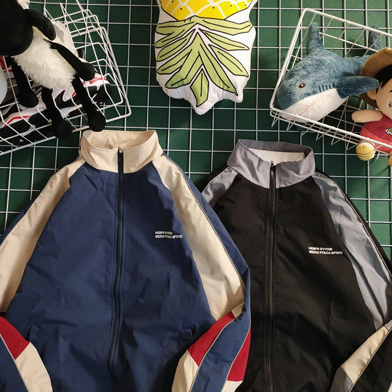 hip hop varsity baseball jackets mens harajuku patchwork color block coats oversized casual loose thin windbreaker jacket unisex unique default style 4339
