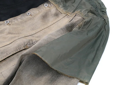 new 2023 gentleman men rick patchworked waxed deconstructed denim heavy baseball coats jackets abstract digital coat warm 719 unique jeans style 4055