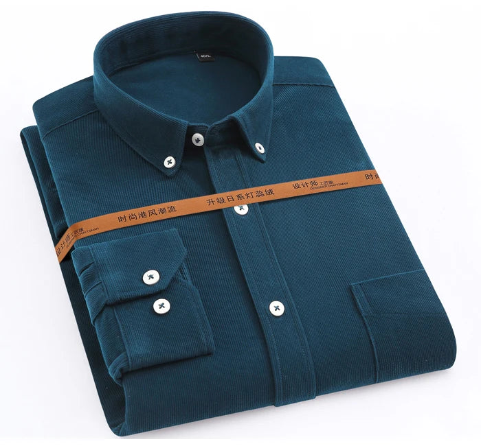 Streetwear Japan Style Mens Fashion Long Sleeve Corduroy Shirt Single Patch Pocke Japan Style Mens Fashion Long Sleeve Corduroy Shirt Single Patch Pocket Comfortable Work Casual Standard Fit Button Down Shirts Fashion Sweater Jacket With Graphic Design For Men