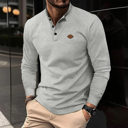 Streetwear New Vintage Waffle Mens Henry Shirt With Button Down Crew Neck And Lon 2024 New Vintage Waffle Mens Henry Shirt With Button Down Crew Neck And Long Sleeves Fashion Sweater Jacket With Graphic Design For Men