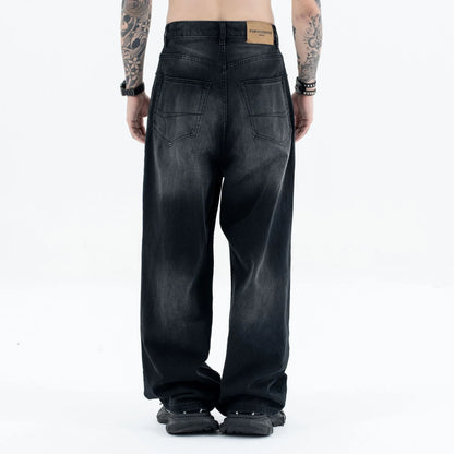 24Spring wash black ash straight tube baggy jeans Street King Limited