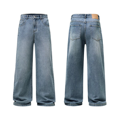 men wide leg straight streetwear fashion loose casual vintage denim baggy jeans pants women y2k jeans trousers denim street jeans