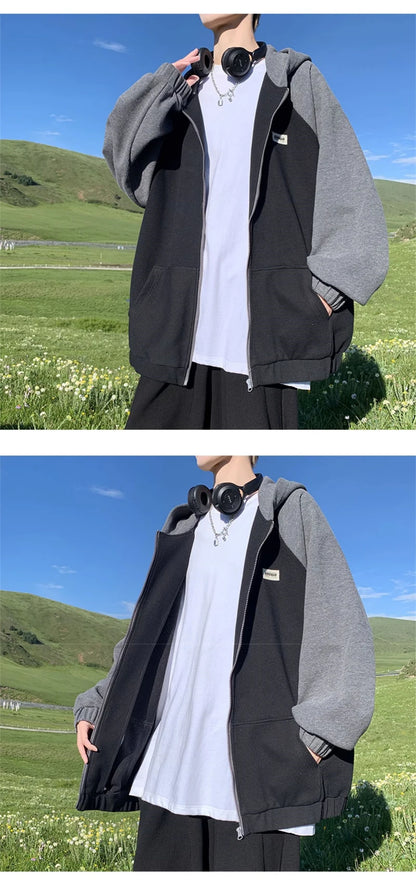 Oversized Flame Graphic Hoodie for Men