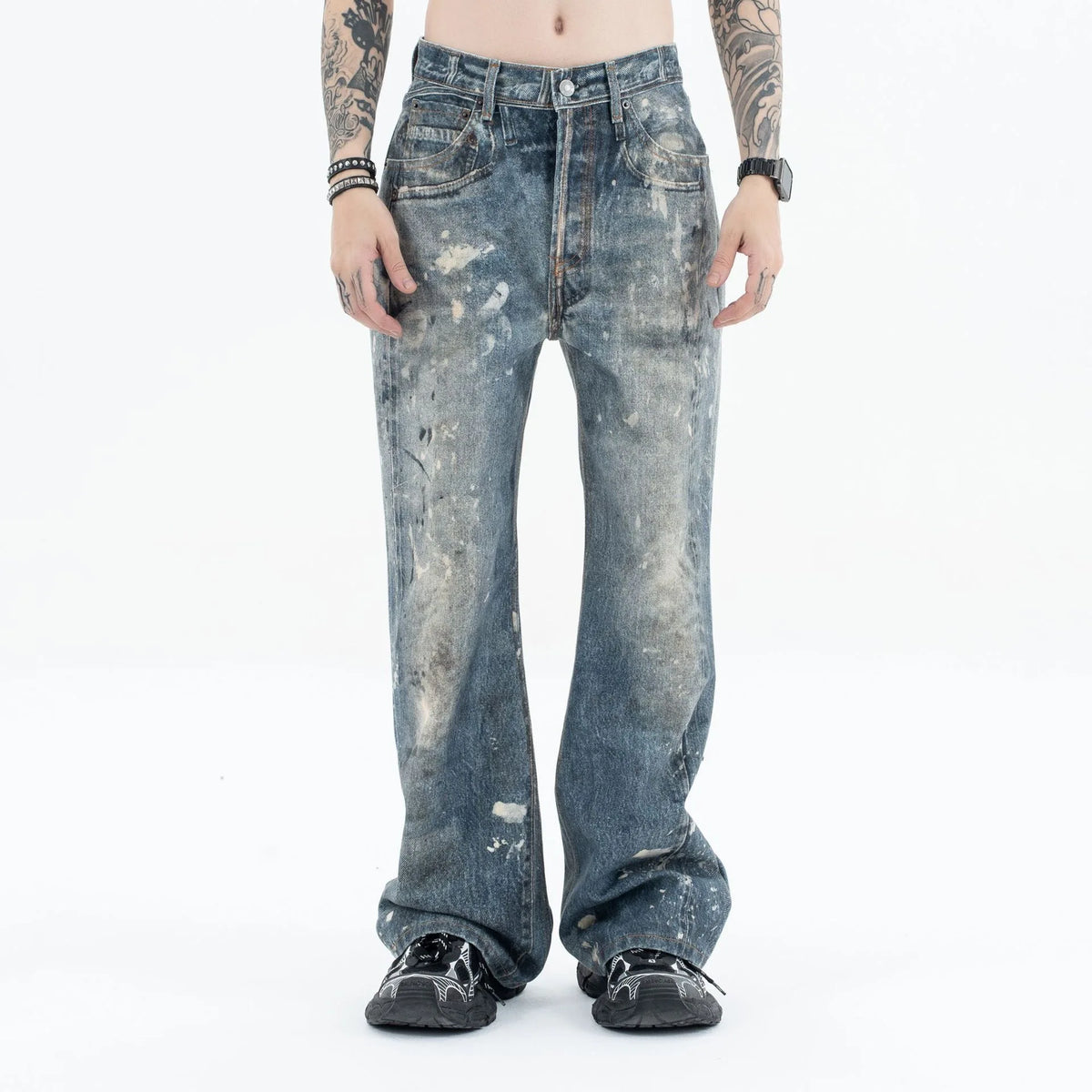 Graffiti splash ink paint baggy jeans Street King Limited