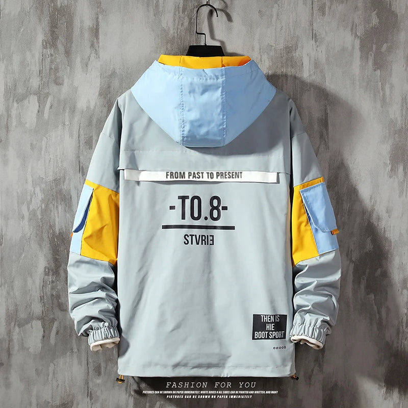 Wetailor Men's Jacket hoodie Fashion Casual Streetwear Hoodie Jacket Men Waterproof Clothes Mens Windbreaker Coat Male Outwear Street King Limited