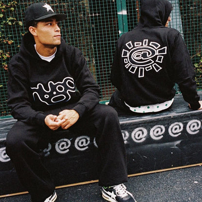 Harajuku Logo Embroidery Thick Fleece Hooded Hoodies for Men and Women Pullover Baggy Casual Sweatshirts Oversized Loose Hoody Street King Limited