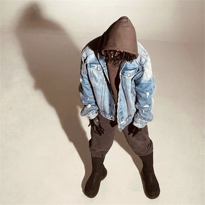 24fw kanye west yzy brand fashion high street heavy weight denim jacket worn quality jacket coat for men denim street jeans