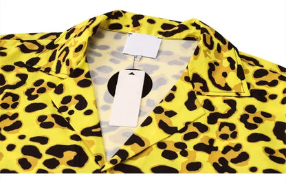 Dark Icon Yellow Leopard Hawaiian Shirt Men Vintage Street Polo Shirt Man Man Blouse Street King Limited