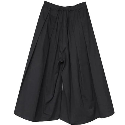 trendy gothic loose casual culottes mens japanese wide leg pants new oversize design streetwear dark black trousers male clothes unique default style 4804