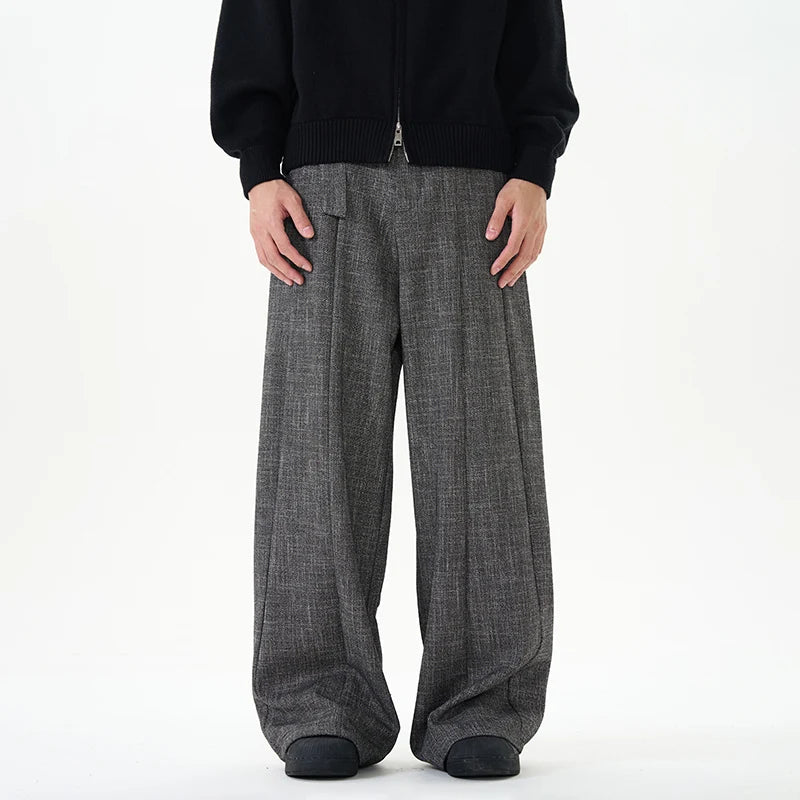 men women streetwear fashion loose casual belt wide leg suit pant boyfriend straight trousers baggy pants urban fashion pants