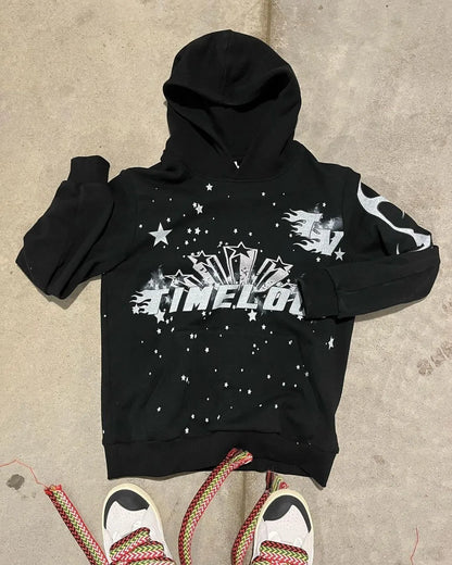 Y2K women's clothing hoodies set Sweater long sleeved pullover top vintage oversize streetwear Gothic dark print pattern 2024 Street King Limited