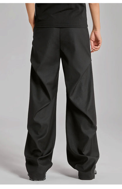 extended length edition wrinkle fashion men streetwear fashion hip hop vibe loose casual straight black suit pant trousers unique default style 1821