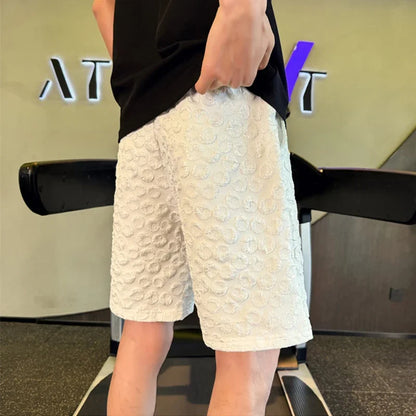 summer foam print shorts men y2k streetwear pleated baggy bermudas para hombre hip hop fashion vintage casual short pants casual urban shorts