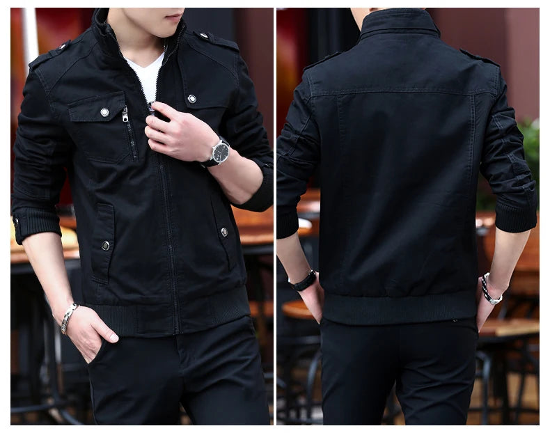 2024 spring autumn new mens jacket korean fashion stand up collar thick denim cargo pants pure cotton coat top clothes unique cargo style 4578