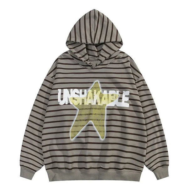 High Street Striped Star Graphic Letter Print Hoodies for Men Oversized Hooded Sweatshirt Autumn Trendy Pullover Men and Women Street King Limited