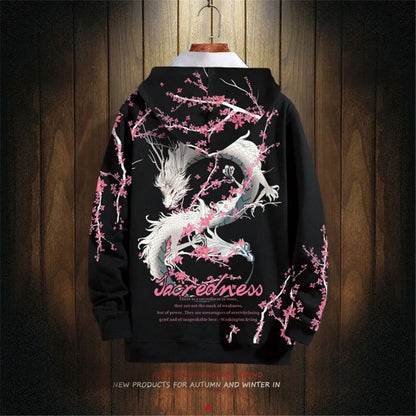 Fashion Hip Hop Dragon Hoodie Streetwear Men Casual Spring Autumn Clothes Cool Harajuku Gothic Anime China Print Hoodie Male Street King Limited
