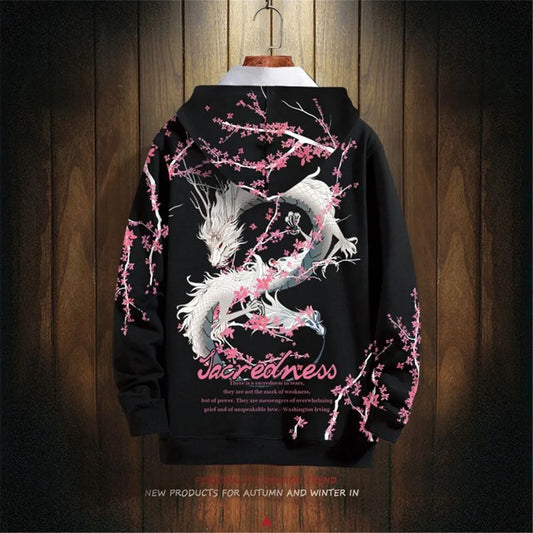 Fashion Hip Hop Dragon Hoodie Streetwear Men Casual Spring Autumn Clothes Cool Harajuku Gothic Anime China Print Hoodie Male Street King Limited