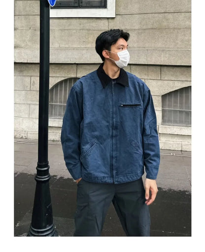 american trendy tooling mens jackets vintage solid distressed bomber coats patchwork zipper pocket high street short outwear unique shorts style 3455