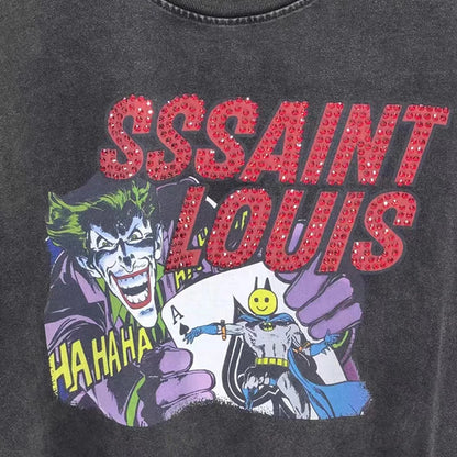 2024ss Saint Louis T-shirts Men Woman Good Quality Cotton Loose Wash White Nightmare Debris Printing Top Tees Street King Limited