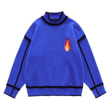 "Fire Flame" Unisex Men Women Streetwear Graphic Sweater Daulet Apparel