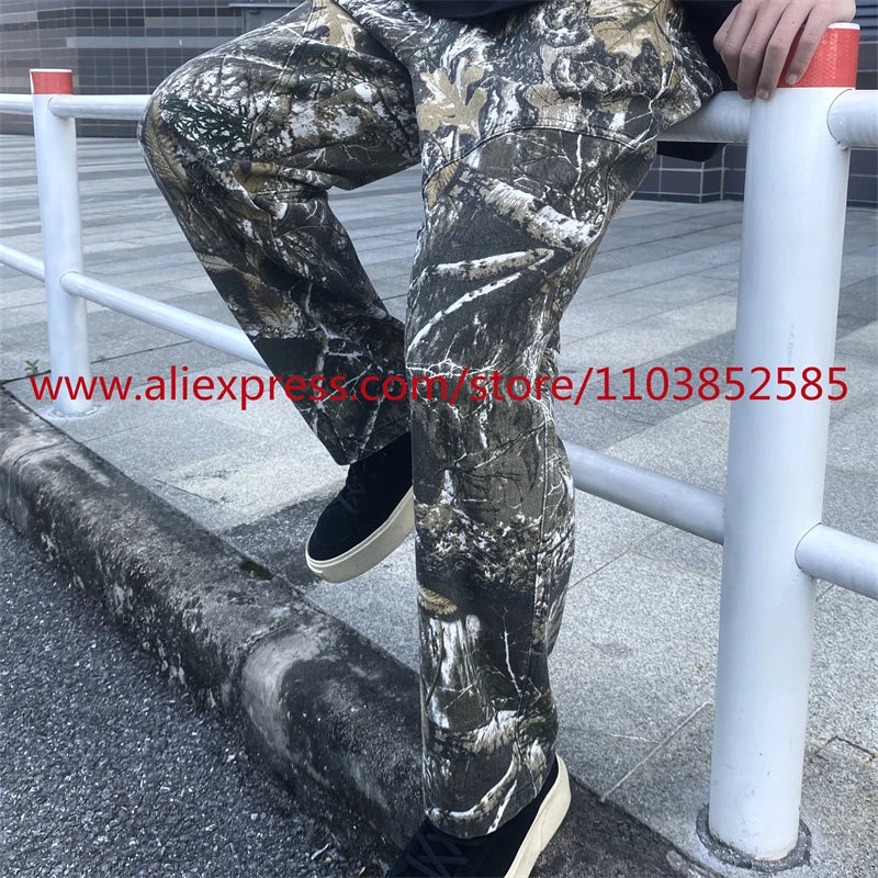 new autumn vintage straight leg casual functional work pants american high street heavyweight washed worn tactical pants clothes urban fashion pants