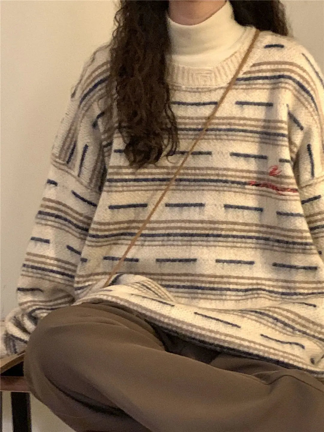 American autumn and winter street fashion individual round neck sweater for couples loose retro casual knitted Harajuku top y2k Street King Limited