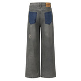 Men Ripped Tassel Jeans Reversed Pockets Distressed Denim Trousers American High Street Retro Wide Leg Straight Pants Unisex Street King Limited