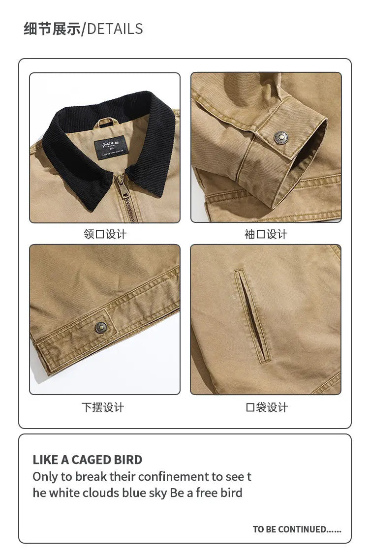 american vintage washed mountain outdoor high street detroit jacket men japan korea fashion loose casual cargo jacket coat unique cargo style 868