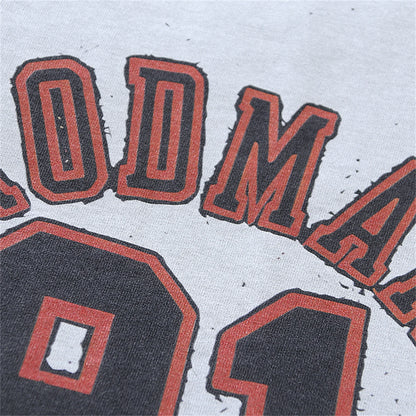 RODMAN Print Vintage Retro High-Street Hip-Pop T-Shirt Tops Street King Limited