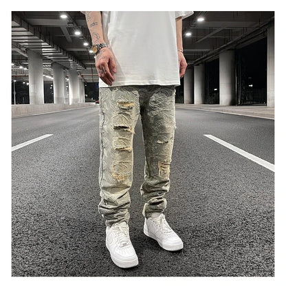 fashion paisy denim jeans mens destoryed holes zipper jeans pants hip hop streetwear new summer casual joggers loose jeans pants unique joggers style 1232