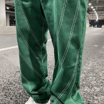 fashion design lines denim jeans mens zipper loose straight trousers hip hop new casual streetwear pants joggers baggy jeans relaxed fit joggers