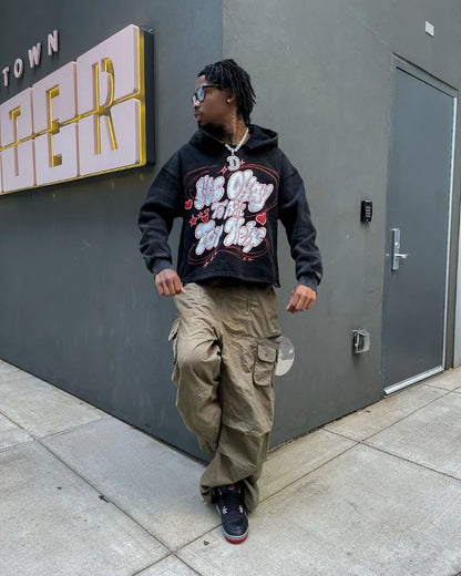 Gothic Punk Fashion Letter Print Pullover Men Y2k Harajuku Retro Hip-hop Rock Casual Loose Versatile Oversized Hoodie Women Street King Limited