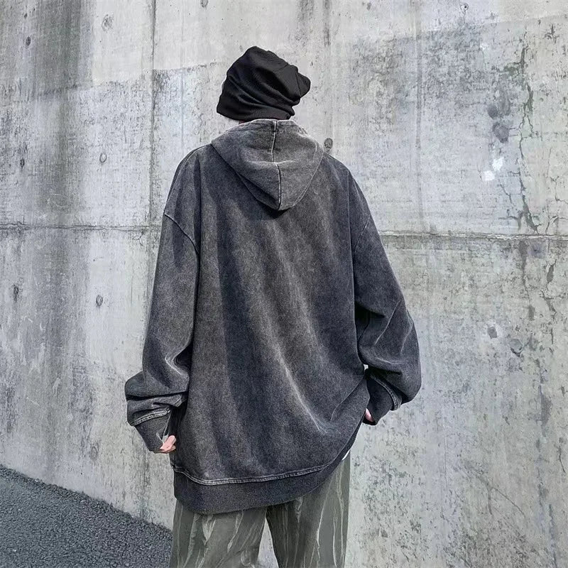 Washed Hoodie Sweatshirt Men Cotton Hip Hop Streetwear Retro Hooded Pullover Street King Limited
