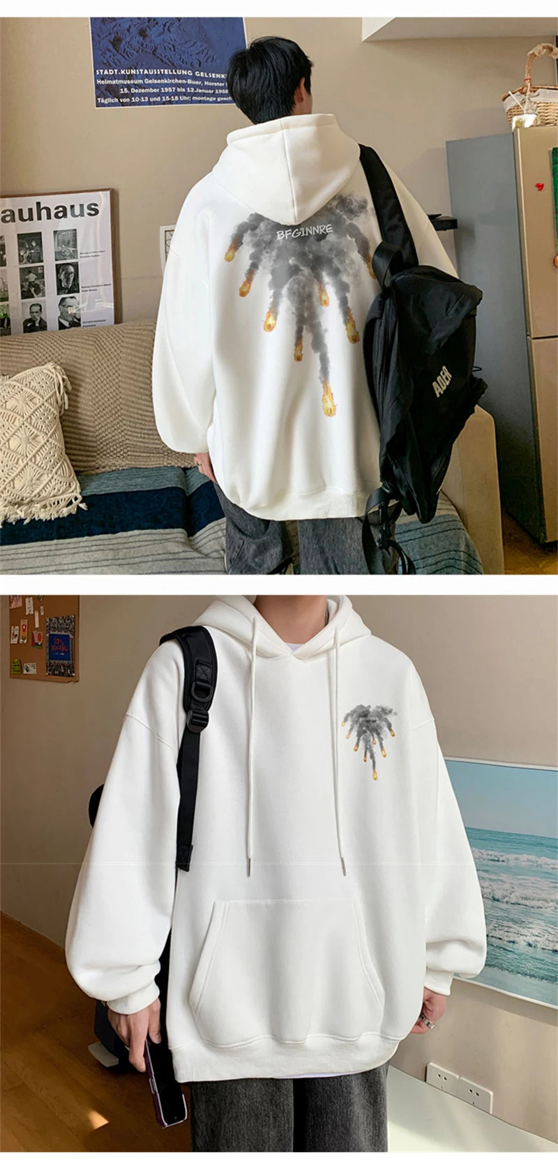 New Anime Meteorite Fall Graphic Printed Hooded Sweatshirts Hombre Hip Hop Streetwear Clothes Loose Y2K Vintage Pullover Hoodies Street King Limited