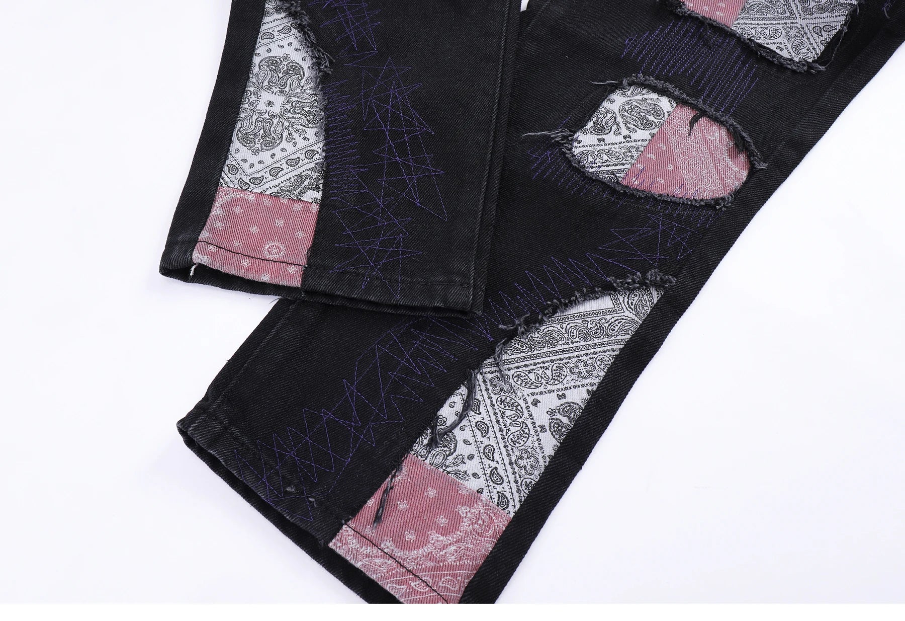 patchwork harajuku denim jeans mens zipper jeans hip hop fashion streetwear new casual straight joggers pants jeans for men unique joggers style 1465