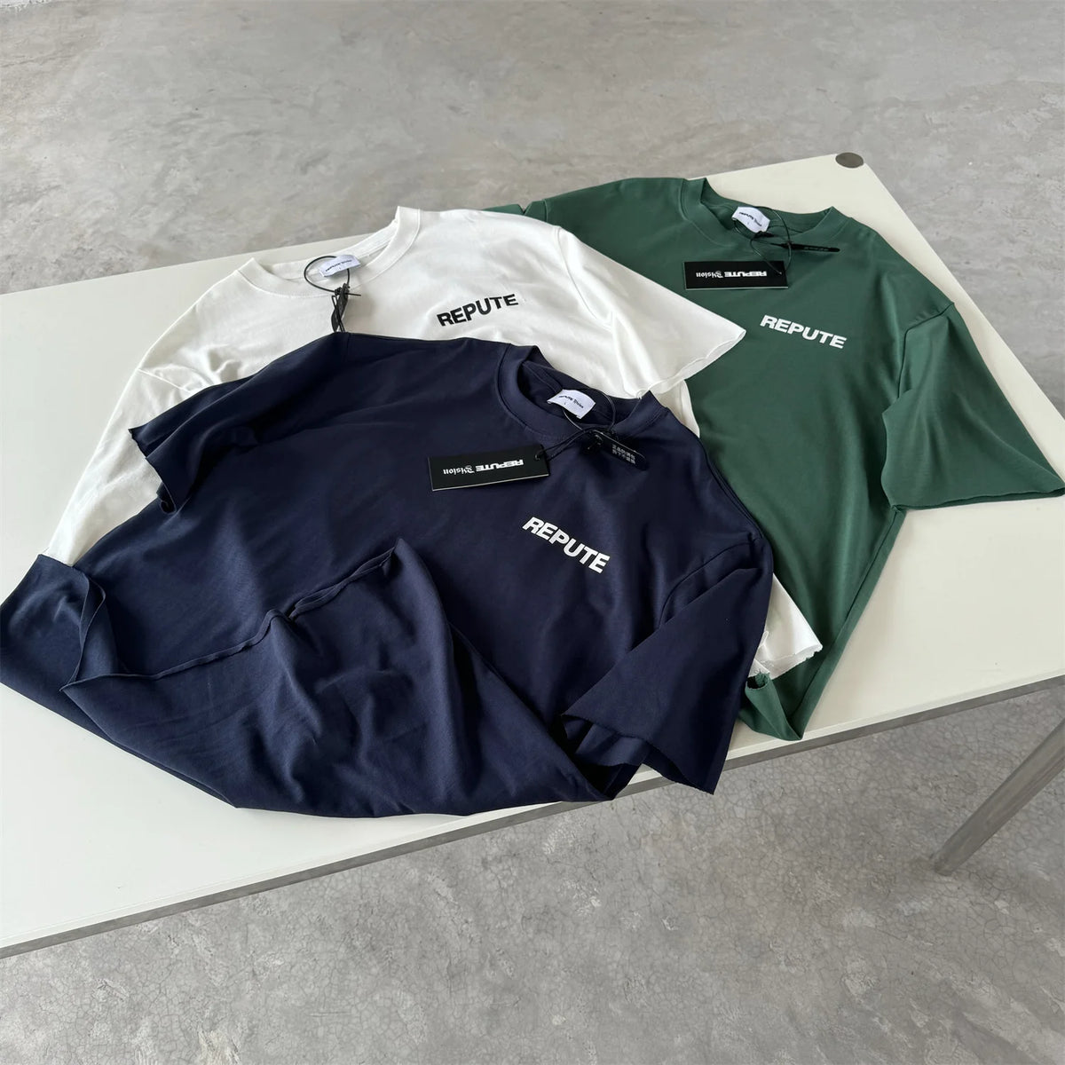 24ss REPUTE Basic Solid Casual Oversized 260g Good quality Cotton Street Style Tops T-Shirts Street King Limited