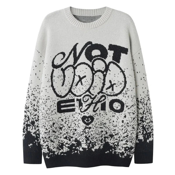 Men Y2K Sweater Sesame Dot Gradient Jacquard Jumper American High Street Round Neck Knitted Pullover Loose Casual Knitwear Street King Limited