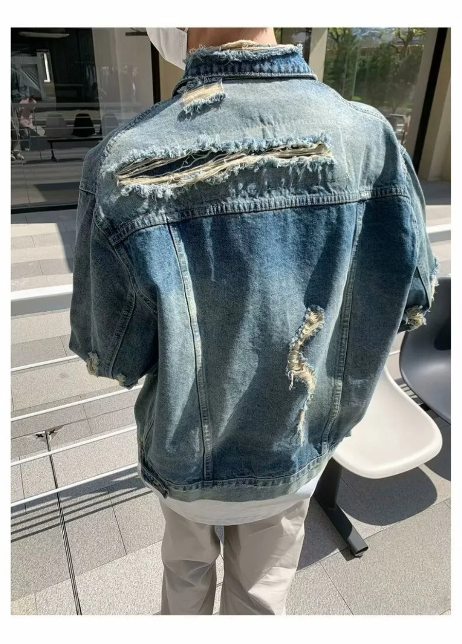 high street washed denim jacket mens trends new spring streetwear single breasted casual hip hop coats loose cowboy outwear unique jeans style 3992