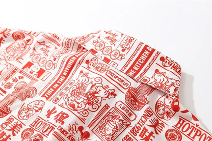 Dark Icon Full Printed Oversized Shirt for Men Summer Loose Men's Shirts Male Top Black Red Street King Limited