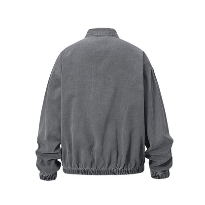 high street solid stand washed autumn jacket for men and women windbreaker baggy casual outwear coat oversized loose clothes menswear bottoms