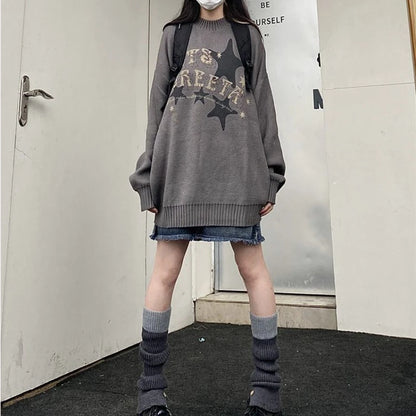 Deeptown Goth Punk Women's Ripped Knitted Sweater Gothic Vintage Jumper Grunge Y2k Knitwear Oversized Autumn Fashion Harajuku Street King Limited