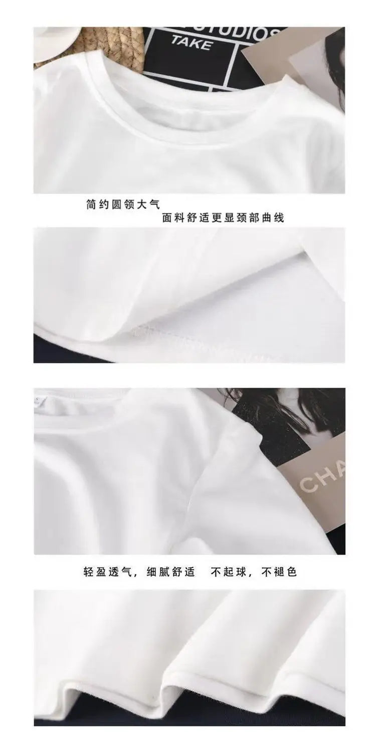 Pure cotton short-sleeved large size versatile T-shirt women's loose new student top trendy women clothing y2k tops emo clothes Street King Limited