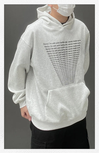 Oversized Flame Graphic Hoodie for Men