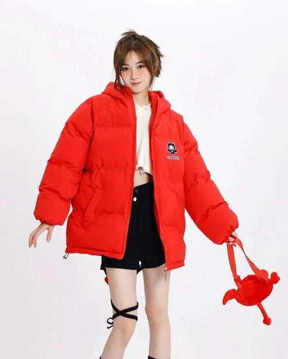 Winter loose devil thick cotton coat trend high street flight suit Japanese college style cotton jacket men or women winter tops Street King Limited