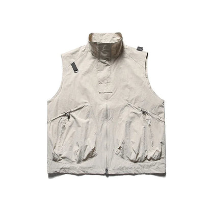 summer men fishing travel photo hiking vest waistcoat outdoor leisure solid color vest khaki black casual sleeveless jacket menswear bottoms