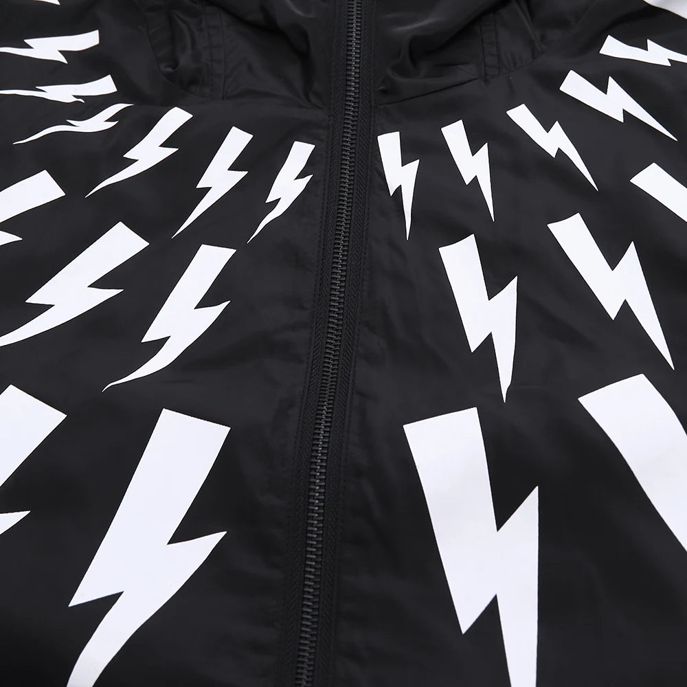 New luxury Men 2023 Classic Neil Thunderbolt Zipper Windbreak Windproof Parka Jackets With Hoody Outdoor Wear Thin #426 Street King Limited