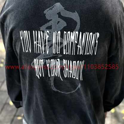 Autumn Vintage Long Sleeve T-shirt Heavy American West Coast Street Graffiti Hip Hop Style High Street Oversize Printed Washed Street King Limited