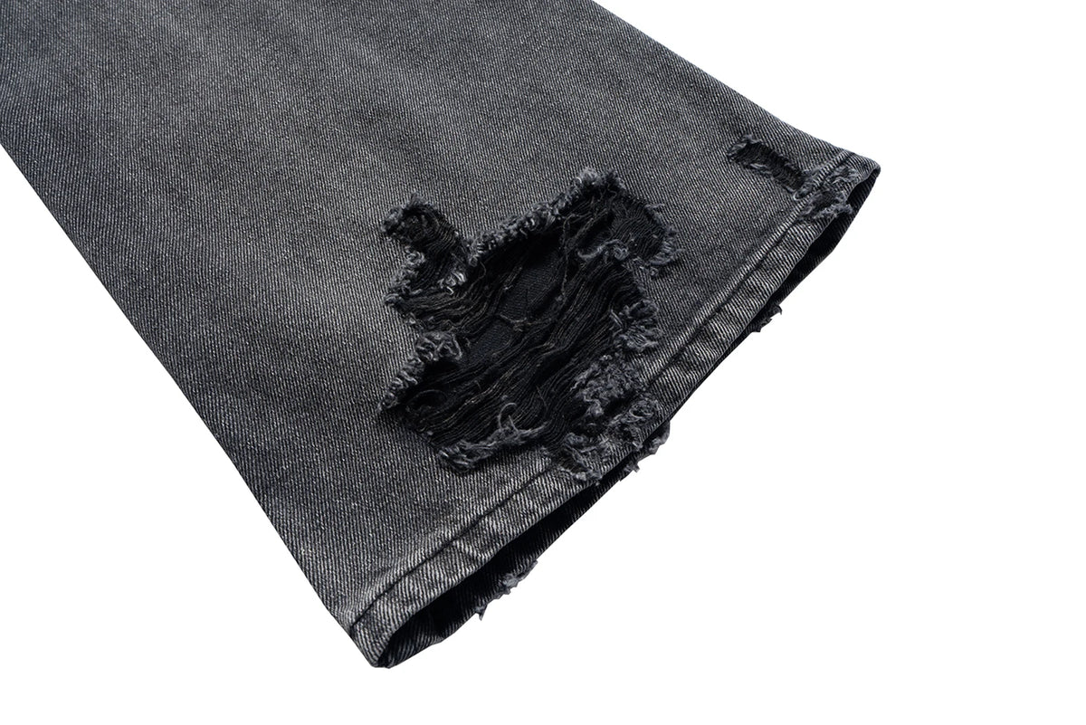 New Black Gray Washed Casual Baggy Jeans for Men and Women Straight Loose Oversized Cargos Hip Hop Frayed Hole Denim Trousers Street King Limited