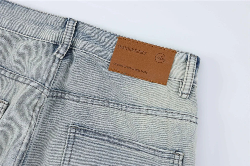 2024 multi pocket jeans vintage mens harajuku cargo denim pants retro hip hop straight loose jean pants unique cargo style 1019