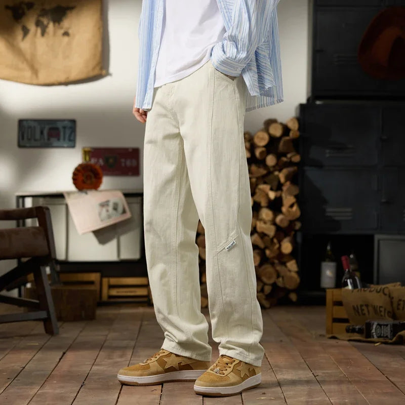 men classic fashion vintage casual loose plus size 28 42 straight white soft denim jeans pant cityboy jeans long trousers man unique jeans style 2010